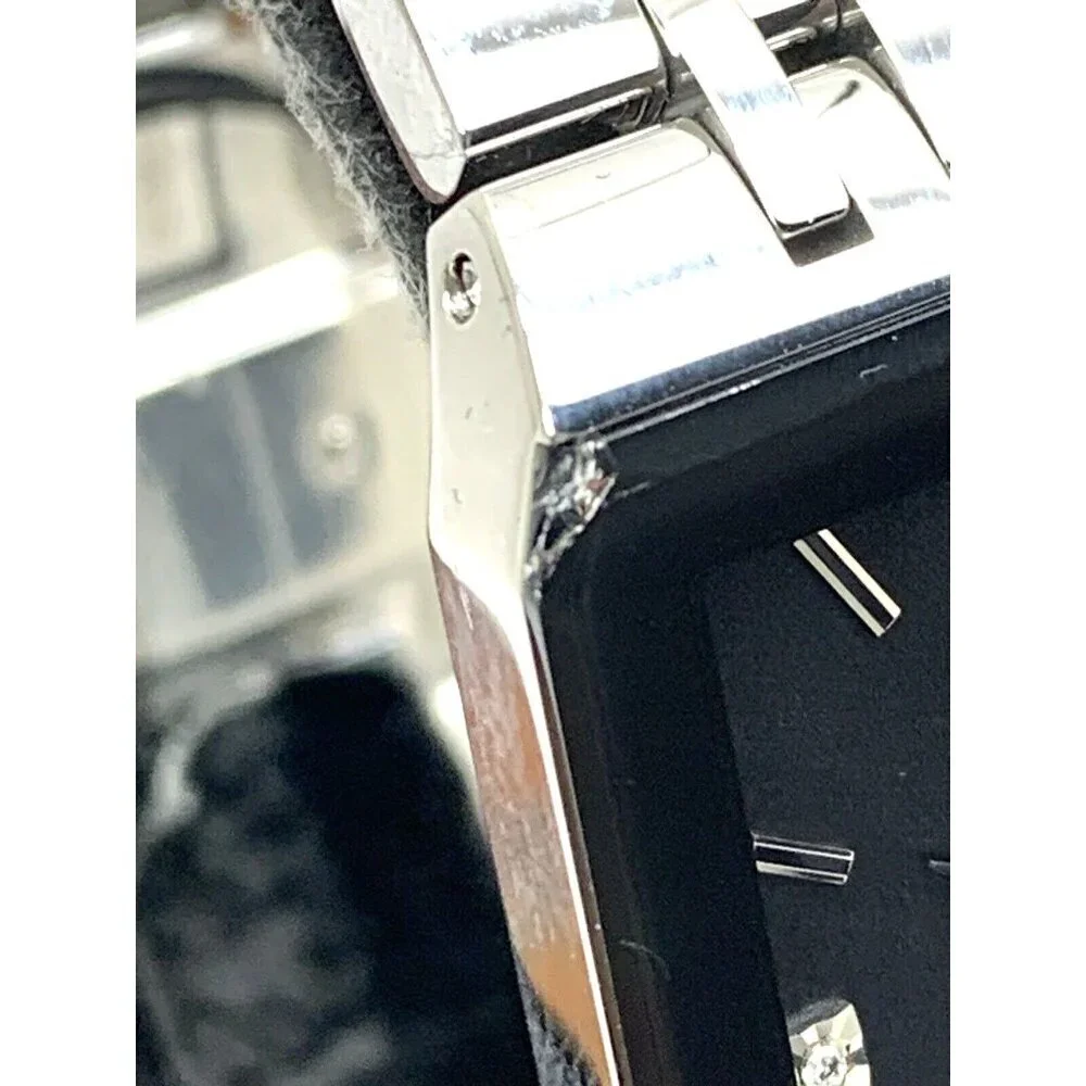 Bulova Men's Watch 96D145 Diamond Black Dial Silver Stainless Steel Quar…